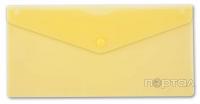 Папка-конверт с кнопкой, ф. 250х130, желтый, прозрачный , 180мкм. (Бюрократ)