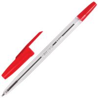 Ручка шариковая, прозрачный корпус, 1 мм, красная (BRAUBERG Line)