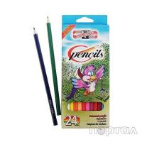 Набор цветных карандашей "ПТИЦЫ" 24 цветов, с европодвесом ( KOH-I-NOOR)