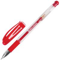 Ручка гелевая, с резиновым упором, красная, 0,5мм (BRAUBERG)