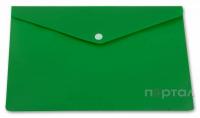 Папка-конверт с кнопкой, ф.А-4, зеленый, непрозрачный глянцевый, 180мкм. (Бюрократ)