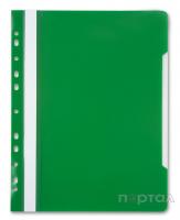Папка-скоросшиватель, с перфорацией на корешке, зеленая, прозрачный лист,ф. А4 (БЮРОКРАТ)