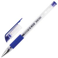 Ручка гелевая, с резиновым упором, синяя, 0,5мм (STAFF)