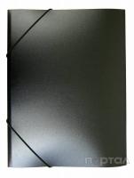 Папка на резинках формат А-4, корешок 15мм, пластик 0,40мм, цвет черный(БЮРОКРАТ)
