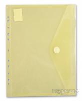 Папка-конверт с кнопкой, ф.А-4, желтый, c перфорацией, 180мкм. (Бюрократ)