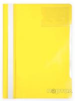 Папка-скоросшиватель, желтая, прозрачный лист с карманом для визитки, ф. А4 (БЮРОКРАТ)