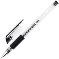 Ручка гелевая, с резиновым упором, черная, 0,5мм (STAFF)