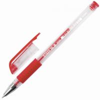Ручка гелевая, с резиновым упором, красная, 0,5мм (STAFF)