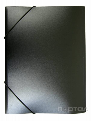 Папка на резинках формат А-4, корешок 15мм, пластик 0,50мм, цвет черный(БЮРОКРАТ)