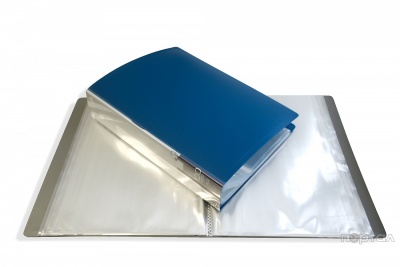 Папка с 100 файлами, толщина пластика 0,8 мм., цвет синий (БЮРОКРАТ)