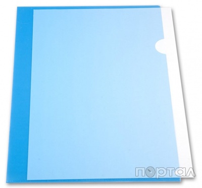 Папка-уголок синяя, прозрачная, 180мкм (БЮРОКРАТ)