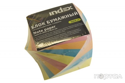 Блок бумажный цветной, спираль, 8*8*8см, офсет 80г/м (INDEX)