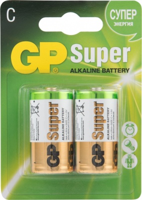 Элемент питания LR14, блистер, 2шт/упаковка, Super Alkaline (GP)