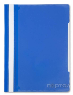 Папка-скоросшиватель, синяя, с прозрачным карманом на лицевой стороне,ф. А4, (БЮРОКРАТ)