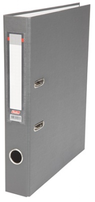 Папка-регистратор 50 мм. обложка бумвинил, карман на корешке, реестр внутри, цвет серый (HATBER)