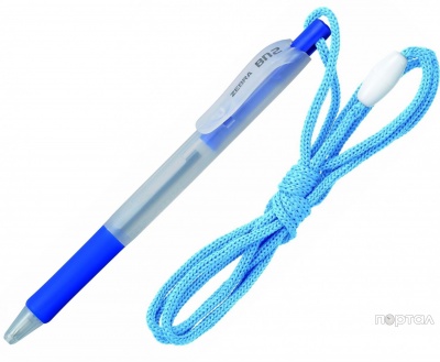 Ручка шариковая автомат, BN2, 0.7мм,на шнурке, синяя  (ZEBRA)