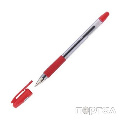 Ручка шариковая FINE, резиновая манжета, красная, 0,7 мм (PILOT)