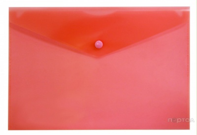 Папка-конверт с кнопкой, ф.А-5, красный, непрозрачный глянцевый, 180мкм. (Бюрократ)